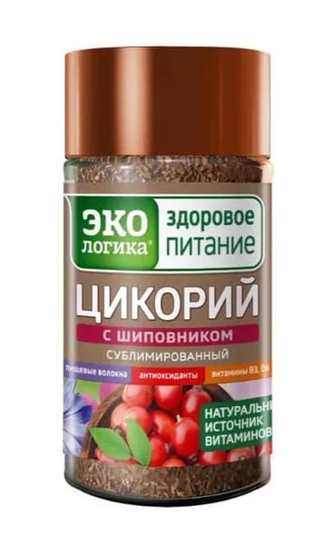 Экологика Цикорий растворимый, Здоровое питание, 100% натуральный сублимированный, с шиповником, 85 г