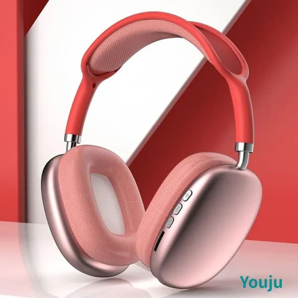milochic Наушники беспроводные с микрофоном P9pro max, Bluetooth, USB Type-C, 3.5 мм, розовый