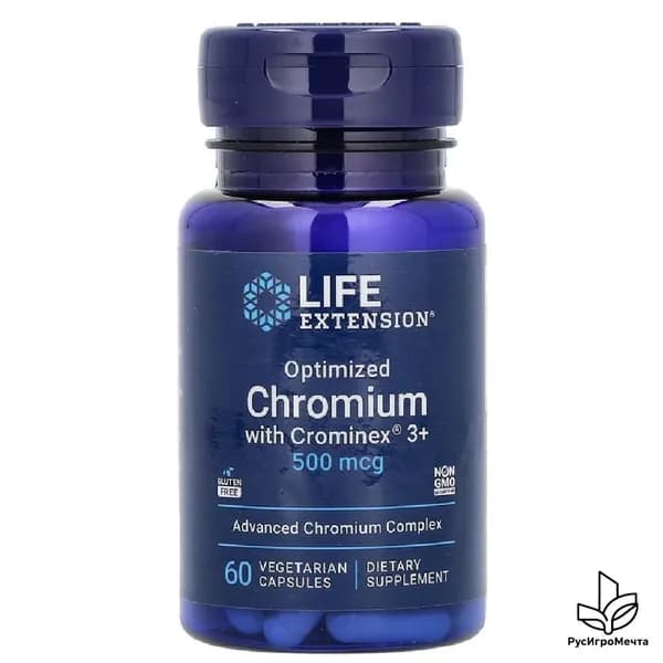 Оптимизированный хром с Crominex 3+, 500 мкг, 60 вегетарианских капсул
