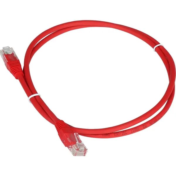 Патч корд TWT UTP кат.5e, с заливными колпачками, 2.0 м, красный TWT-45-45-2.0-RD