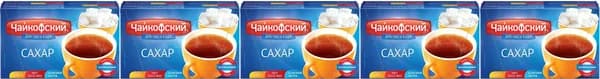 Сахар Чайкофский Экстра белый, комплект: 5 упаковок по 1 кг
