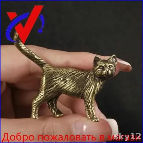 Винтажная статуэтка котенка из латуни