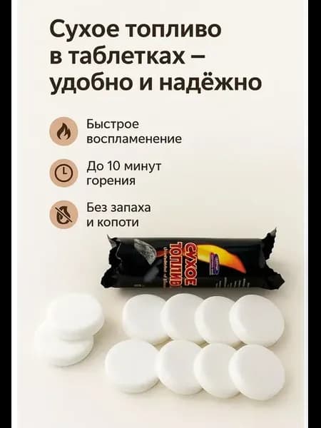 Таблетки сухого горючего для розжига угля и дров