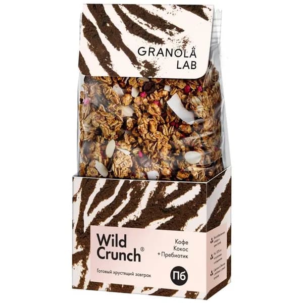 Гранола WILD CRUNCH Кофе,кокос+пребиотик /картон/ 260г