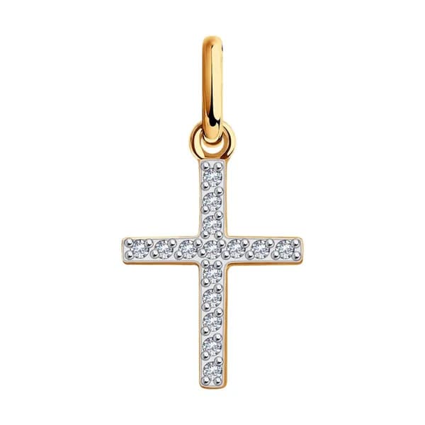 Золотая подвеска DIAMANT-ONLINE с фианитом 585 пробы