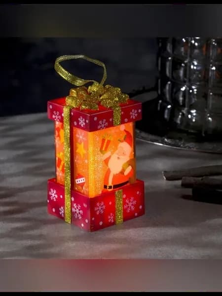 Светодиодная настольная фигура с Дедом Морозом, пламя