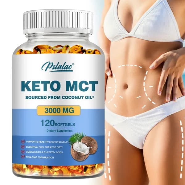 Биологически активная добавка Pslalae KETO MCT - получена из кокосового масла, содержит 3000 мг MCT - поддерживает здоровый уровень энергии, обеспечивая необходимое топливо для кетогенной диеты.