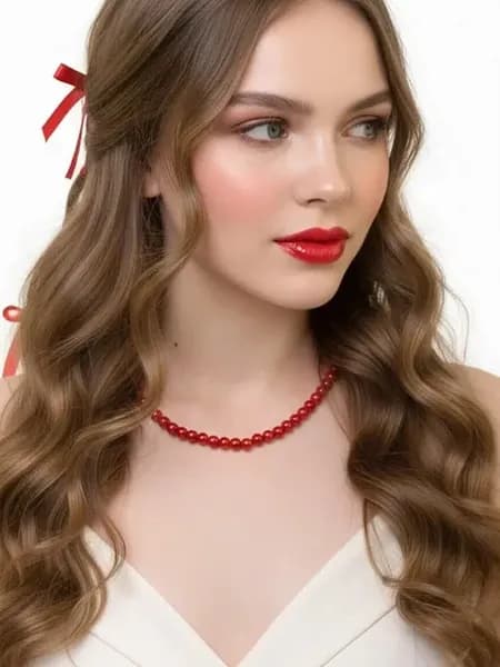 Красные бусы-шар №8, длина 43 см — стильное украшение