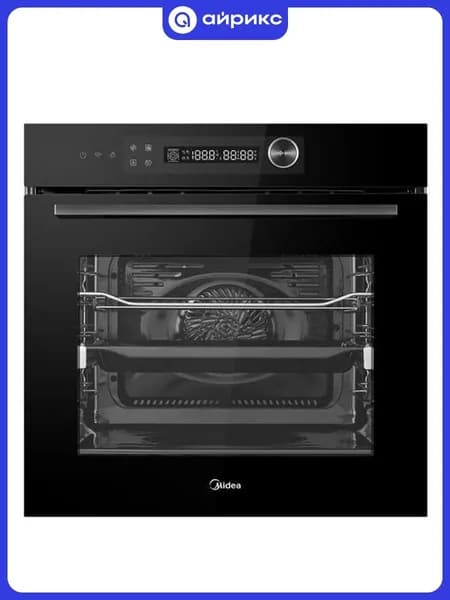 Электрический духовой шкаф Midea MO82107PBG-I, 59.5 см, 72 л , 13 режимов, очистка паром, черный