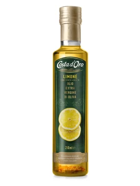 Масло оливковое COSTA D'ORO Extra Virgin нерафинированное высшего качества со вкусом и ароматом лимона 250 мл стеклянная бутылка