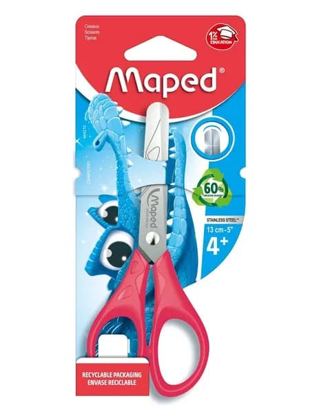 Ножницы школьные 13 см Maped Essentials, симметричные кольца, розовые