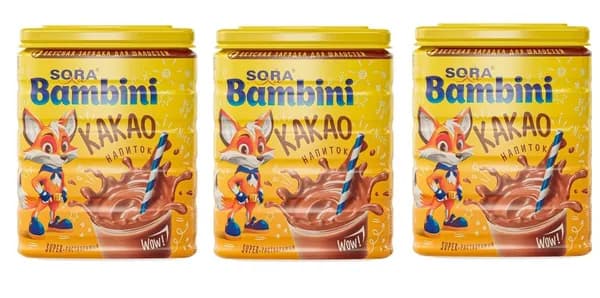 La SORA Какао-напиток порошок, Bambini , 350г, 3шт