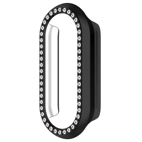 Защитный чехол со стразами (один ряд) для Xiaomi Band 10/10 NFC, гальванический черный