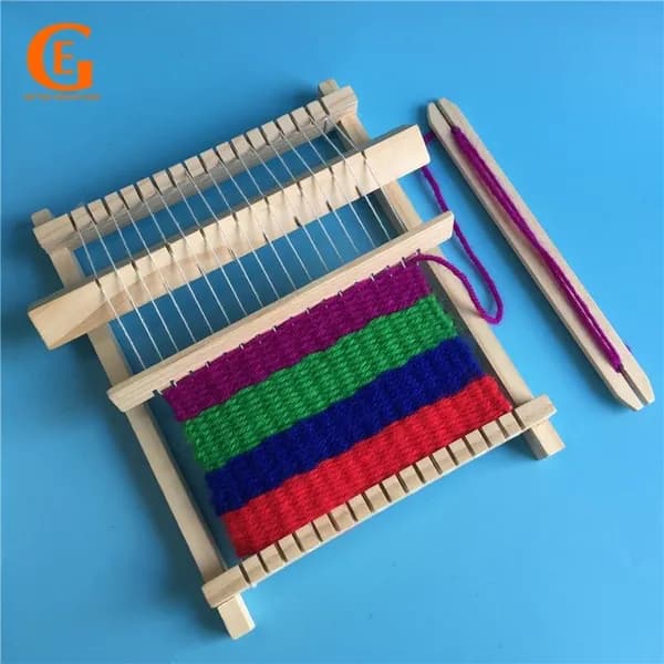 Деревянный мини-ткацкий станок для детей, набор для рукоделия DIY, развивающая STEM игрушка для творчества, обучение плетению нитями