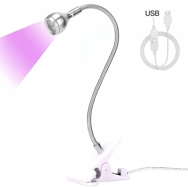 Ультрафиолетовый фонарик / UV LED лампа для маникюра ногтей 3w на прищепке