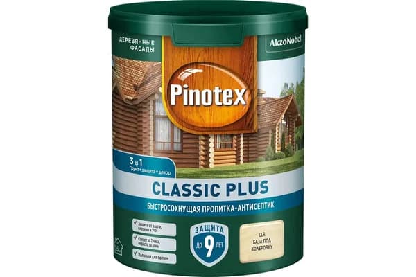 Пропитка-антисептик Pinotex Classic Plus 3 в 1 CLR (база под колеровку) 0,9 л