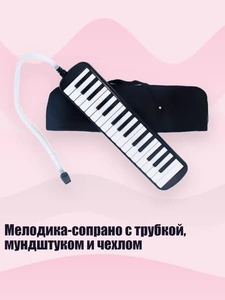Мелодика-сопрано с трубкой, мундштуком и чехлом, Черный