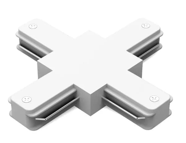 Коннектор для соединения трековых шинопроводов Gauss X-образный цвет белый