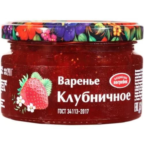 Валдайский погребок Варенье клубничное, 290 г