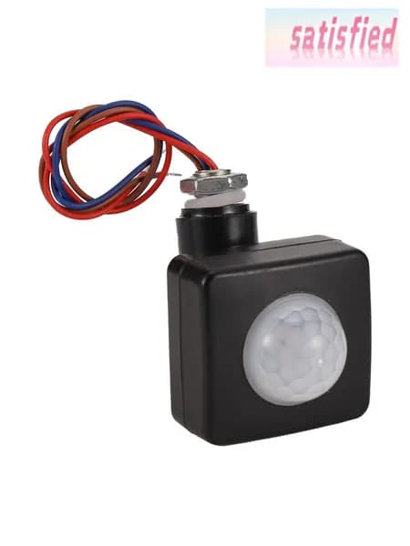 Миниатюрный 220V инфракрасный PIR датчик движения, регулируемый сенсор для LED прожектора / чёрный