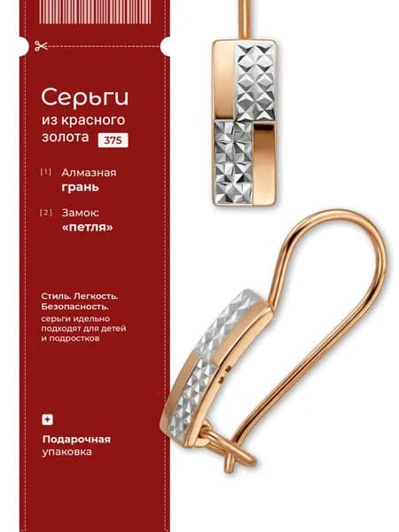 Серьги золотые 375 пробы