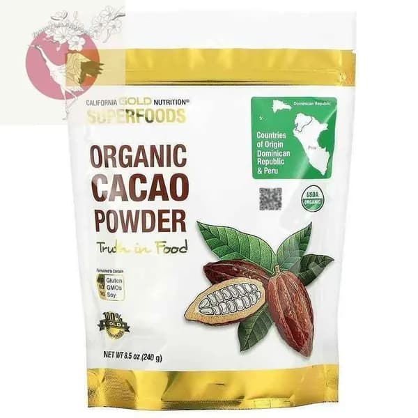Органический какао-порошок, 240 г, Organic Cacao Powder, California Gold Nutrition, Superfoods, США