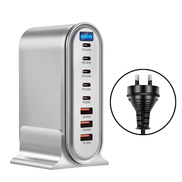 Мощный 8-портовый USB-хаб 600Вт, Щепка - AU