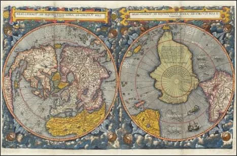 Карта мира настенная - Репринт старинной карты мира 1593 года - А1 формат