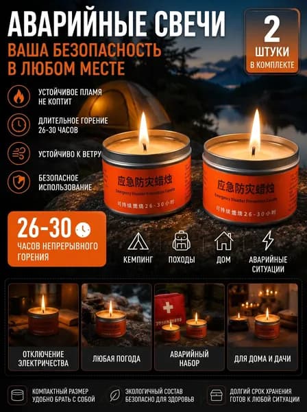 Свечи поминальные цифра 1, 6 см х 4 см, 2 шт
