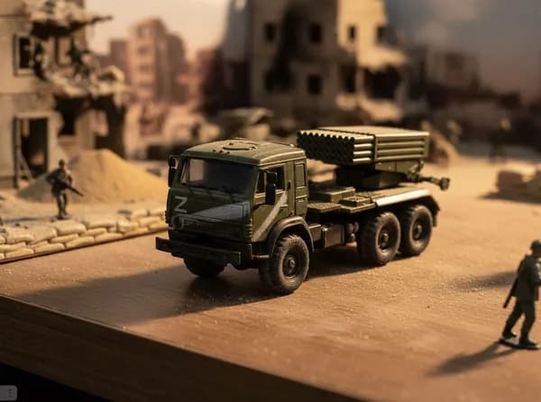 Сборная модель РСЗО БМ-21 Град на базе КамАЗ-5350 в масштабе 1/72 (поздний вариант)