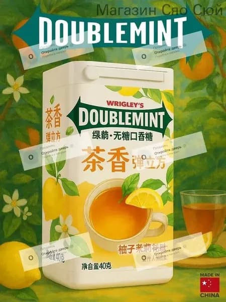 Жевательная резинка Wrigley’s Doublemint с чаем, юдзу и жасмином без сахара