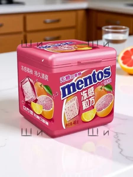Mentos со вкусом апельсина и грейпфрута 46 грамм, 1 шт жевательная резинка кубиками без сахара