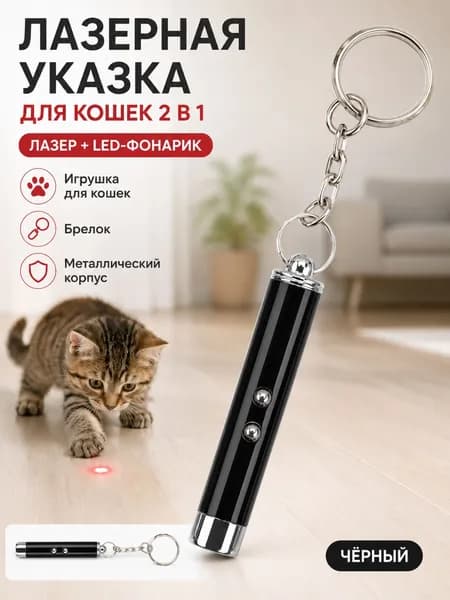 Лазер для кошек 2в1 с фонариком, интерактивная игрушка для питомцев, металлический брелок-указка с красным лучом и белым светом
