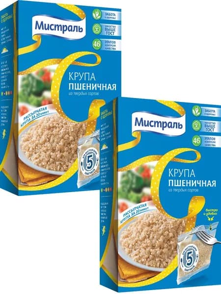 Крупа пшеничная Мистраль в пакетах для варки 400 г * 2 штуки