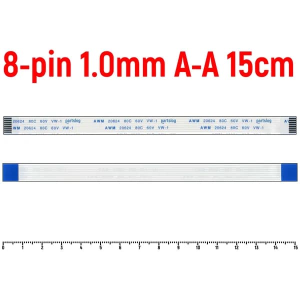 FFC шлейф кнопки включения для ноутбука HP DV6-6000 Серии 8-pin Шаг 1.0mm Длина 15cm Прямой A-A AWM 20624 80C 60V VW-1