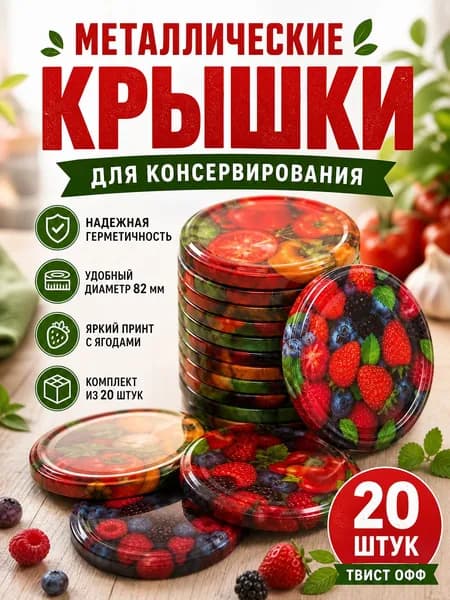 Крышки для банок винтовые 20 штук 82мм , крышки для консервирования твист офф