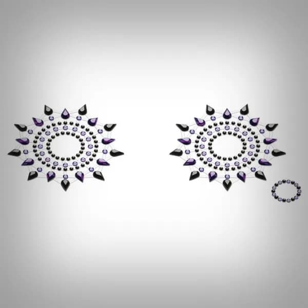 MYSTIM Breast & Pubic Jewelry Crystal Stiker, Набор стикеров Breast & Pubic Jewelry Crystal Stiker черный + фиолетовый 2 шт