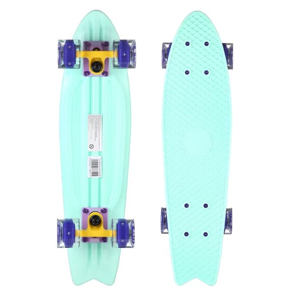 Пенни Борд Fish Skateboards 22" Мятный Рыба Led/светятся колеса/скейтборд/круизер/рыбий хвост/56 см