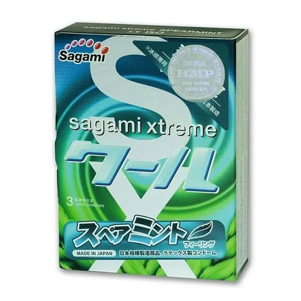 SAGAMI Xtreme Mint, Презервативы Xtreme Mint латексные с ароматом мяты 3шт