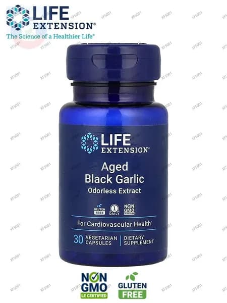 Life Extension, Старый черный чеснок, 30 вегетарианских капсул (500 мг в капсуле)