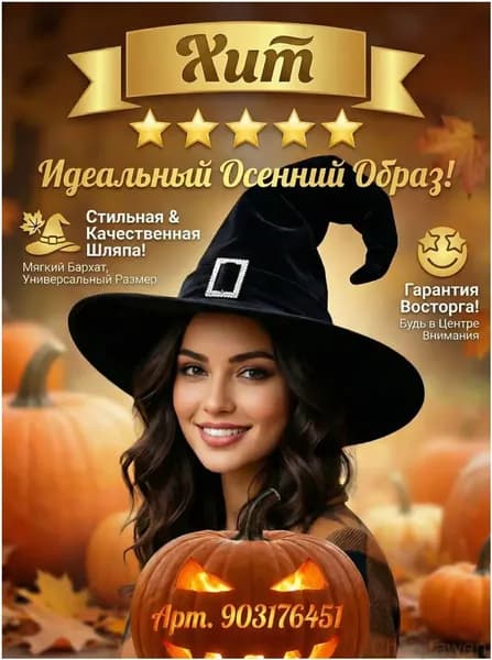 Колпак ведьмы премиум, качественный