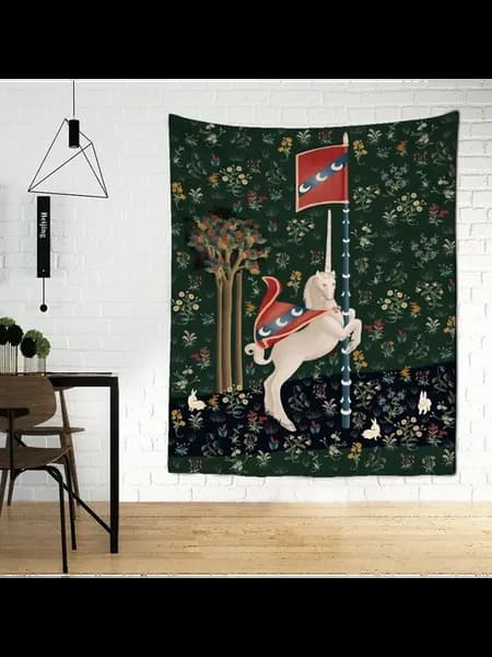 Настенный гобелен с единорогом, полиэстер 150x150cm, gt714-0
