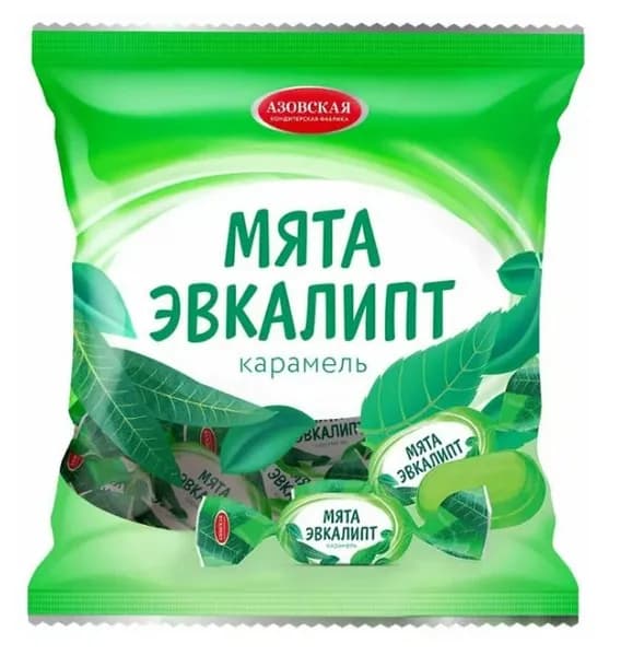 Азовская Кондитерская карамель леденцовая со вкусом Мята-Эвкалипт, 250 гр//