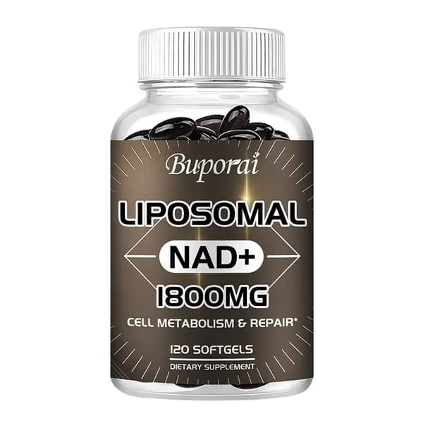 Добавка липосомального NAD+, 1800 мг в капсуле, повышает энергию, снимает стресс, подходит для взрослых.