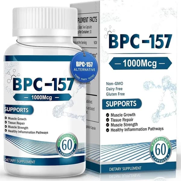 Капсулы с пептидом BPC-157, новым защитным соединением без ГМО, безглютеновой добавкой для восстановления мышц и тренировок, 60 капсул