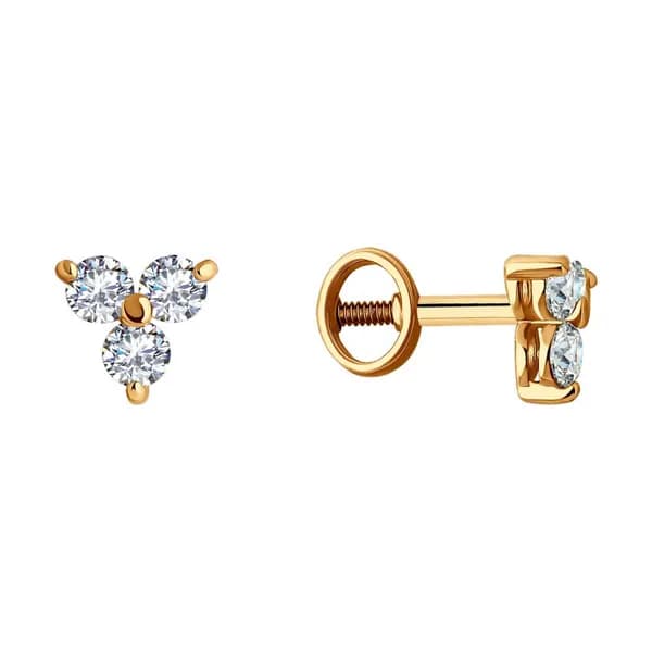 Золотые серьги DIAMANT-ONLINE с фианитом 585 пробы