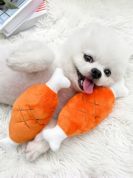 Мягкая игрушка для собак, кость с пищалкой, 20 см