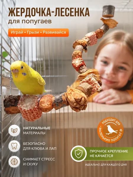Игрушка-лестница для попугаев, деревянная жердочка для точения клюва и когтей, аксессуар для клетки