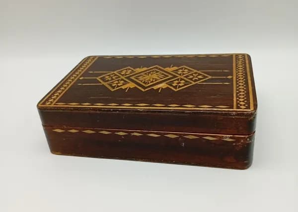 Винтажная шкатулка "Снежинки". Дерево. СССР. 1970-1990 гг.