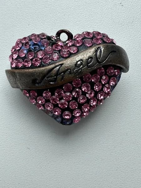 Подвеска Angel в форме сердца со стразами, 3 х3,5 см